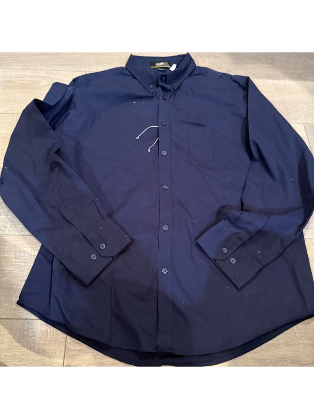 Core 365 by North End Mens Large Navy Blue Long Sleeve Button Up Shirt NWOT